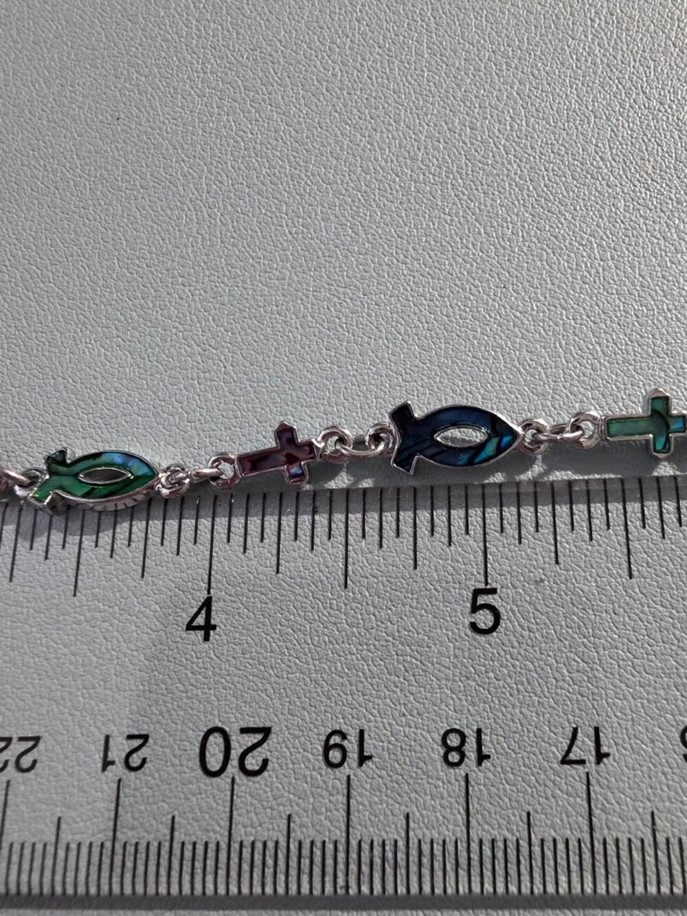 Fish and Cross Bracelet - Multicolor  8"